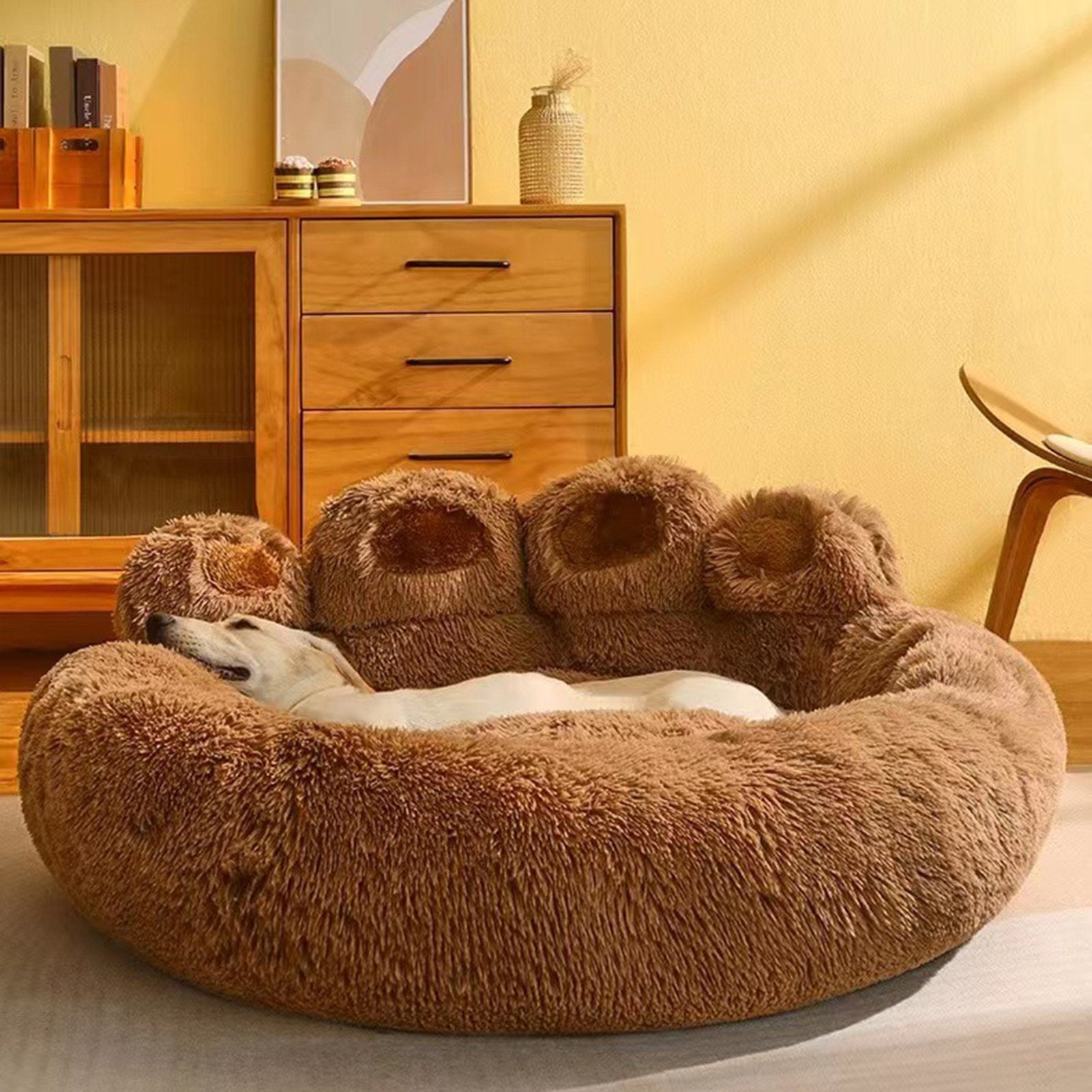 Paw-Shaped Pet Nest Bed — Warm, Fluffy &amp; Ultra-Comfortable Sleep Spot